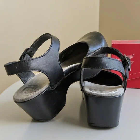 Dansko Black Leather Mary Jane Clog with Ankle Strap - Picture 4 of 7